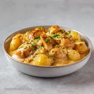 High Protein Creamy Garlic Cheesy Chicken and Potatoes