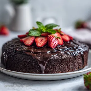 Black Chocolate Cake for 15 Servings with Rich Cocoa Powder Recipe Card