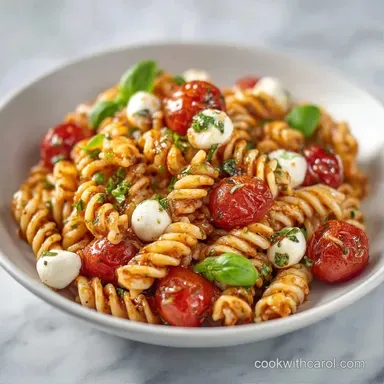 Caprese Pasta Salad Recipe in 22 Minutes Recipe Card