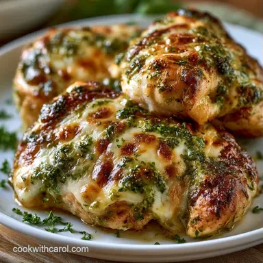 Cheesy Baked Pesto Chicken Thighs for 4 Recipe Card