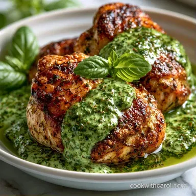 Creamy Pesto Chicken for 4 Servings Recipe Card