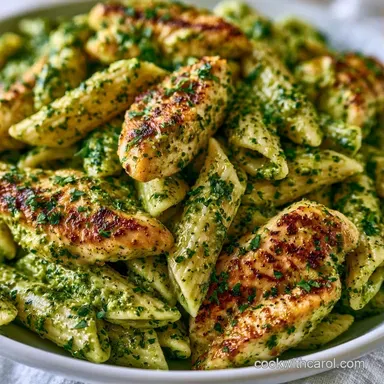 Pesto Chicken Penne in 30 Minutes Recipe Card