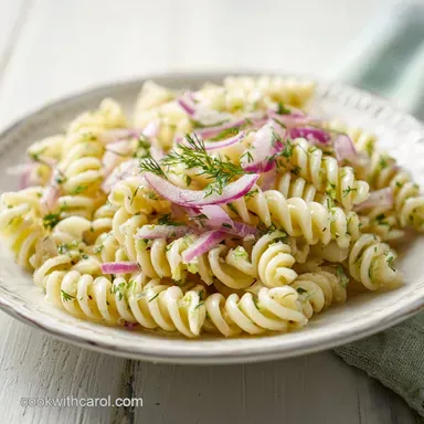 Dill Pickle Pasta Salad: Creamy Make-Ahead Side for 8 Servings Recipe Card