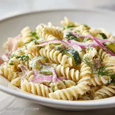 Dill Pickle Pasta Salad: Creamy Make-Ahead Side for 8 Servings