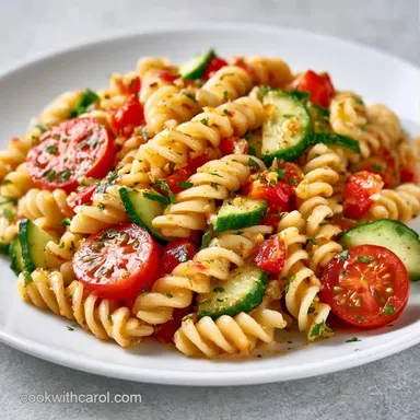 Easy Cold Pasta Salad for 6 Servings Recipe Card