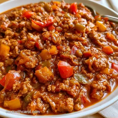 Easy Ground Turkey Chili for 8 Servings Recipe Card