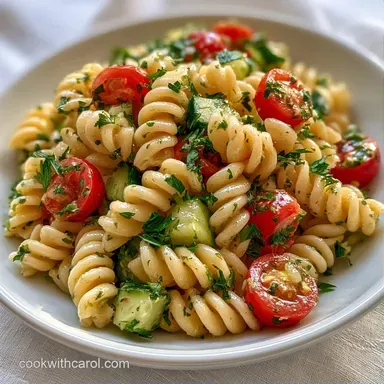 Lemon-Garlic Pasta Salad for 7 Servings Recipe Card