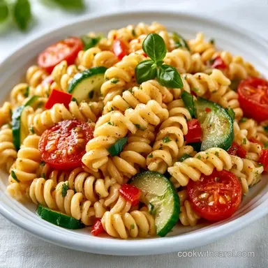 Garden Vegetable Pasta Salad in 20 Min Recipe Card