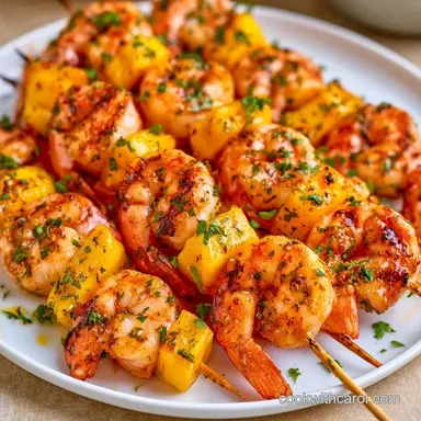 Grilled Shrimp and Mango Skewers: 56 Min