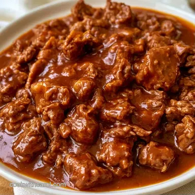Ground Beef and Gravy in 30 Minutes Recipe Card