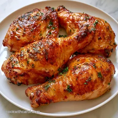 Crispy Herb Baked Chicken Leg Quarters Recipe Card