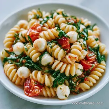 Mozzarella Ball Pasta Salad in 25 Minutes Recipe Card