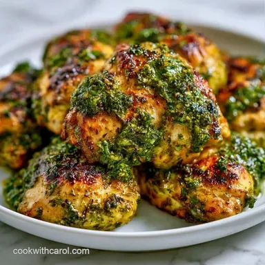 Oven Baked Pesto Chicken Thighs for 4 Recipe Card