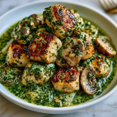 Pesto Chicken Mushrooms in 30 Minutes Recipe Card