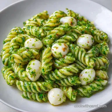 Pesto Mozzarella Pasta Salad in 15 Min Recipe Card
