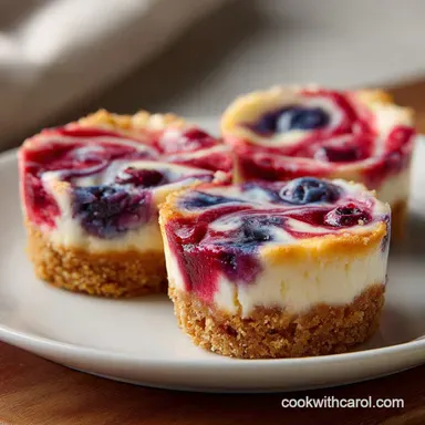 Red White Blue Mini Cheesecakes for 36 Recipe Card