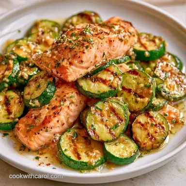 Salmon and Zucchini Sheet Pan Dinner for 4 Recipe Card
