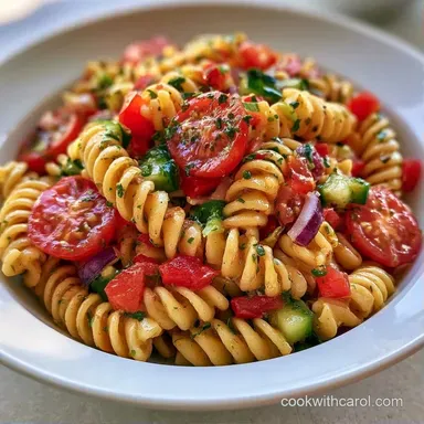 Simple Summer Pasta Salad in 30 Minutes Recipe Card