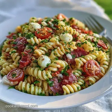 Zesty Italian Pasta Salad for 10 Servings Recipe Card