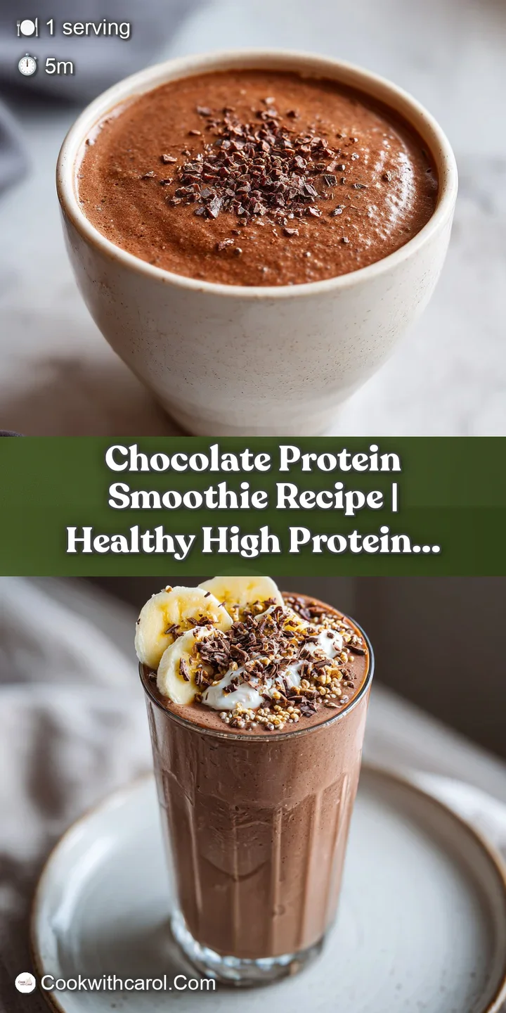 Velvety smooth chocolate protein smoothie, showcasing its deep, dark hue and creamy texture.