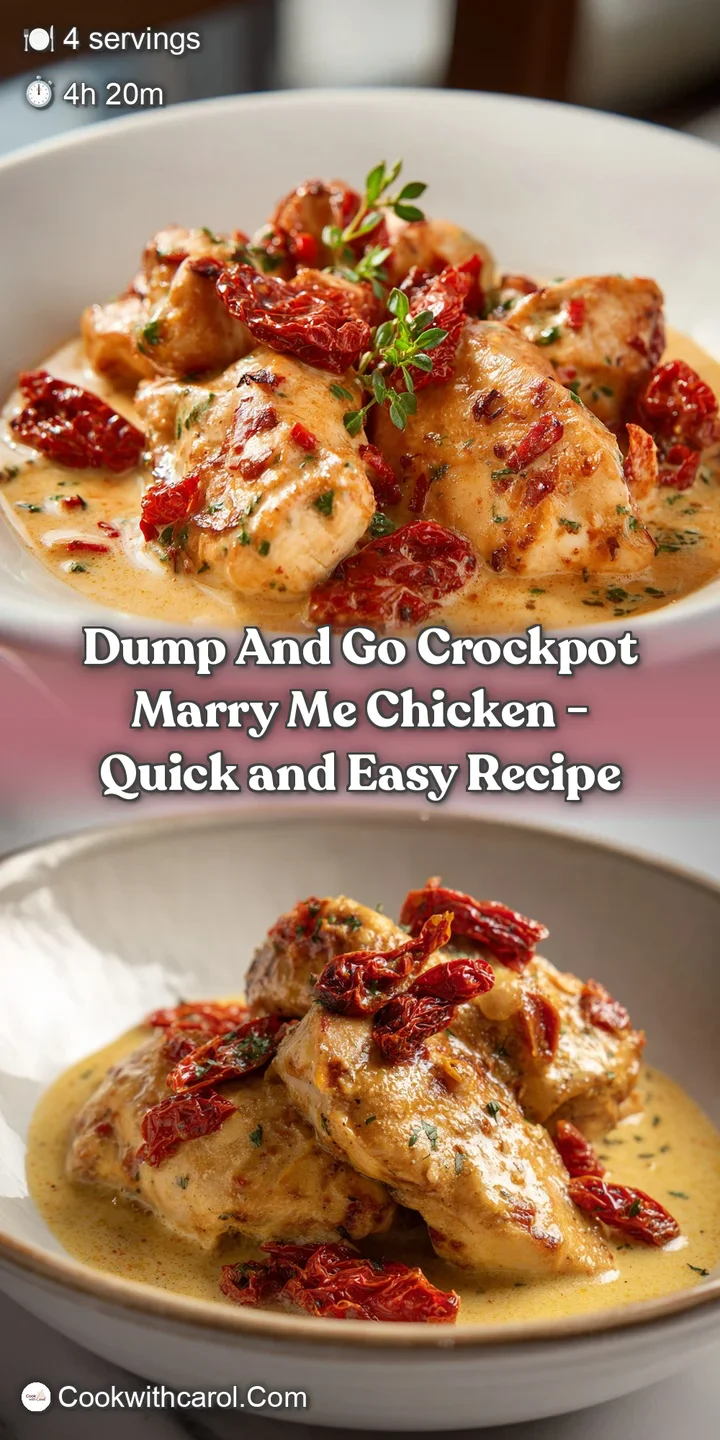 Close-up of juicy golden chicken smothered in a velvety cream sauce with pops of red sun-dried tomato and herbs.