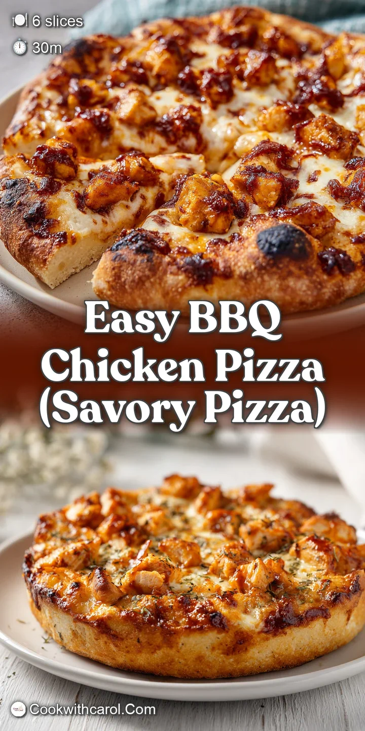 Close-up of gooey melted cheese stretching from a slice, with glistening BBQ sauce and tender chicken pieces.