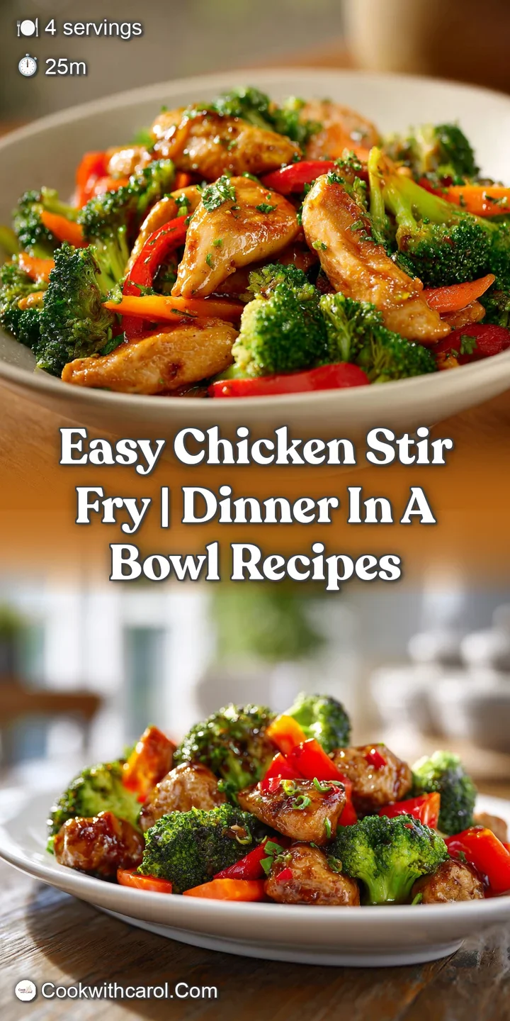 Close-up of tender glazed chicken chunks and bright orange carrots coated in a rich, shimmering savory sauce.