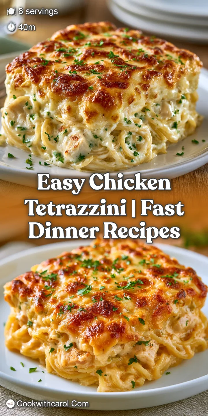 Close-up of bubbling golden cheese stretching over creamy pasta, tender chicken chunks, and savory sliced mushrooms.