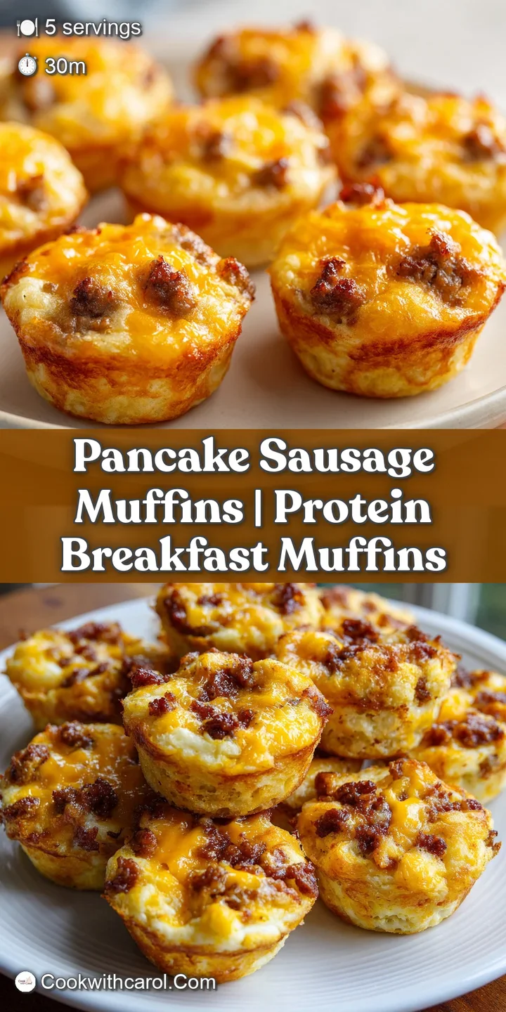 Close-up of a fluffy, golden pancake muffin showing a tender crumb and a savory, browned sausage chunk inside.