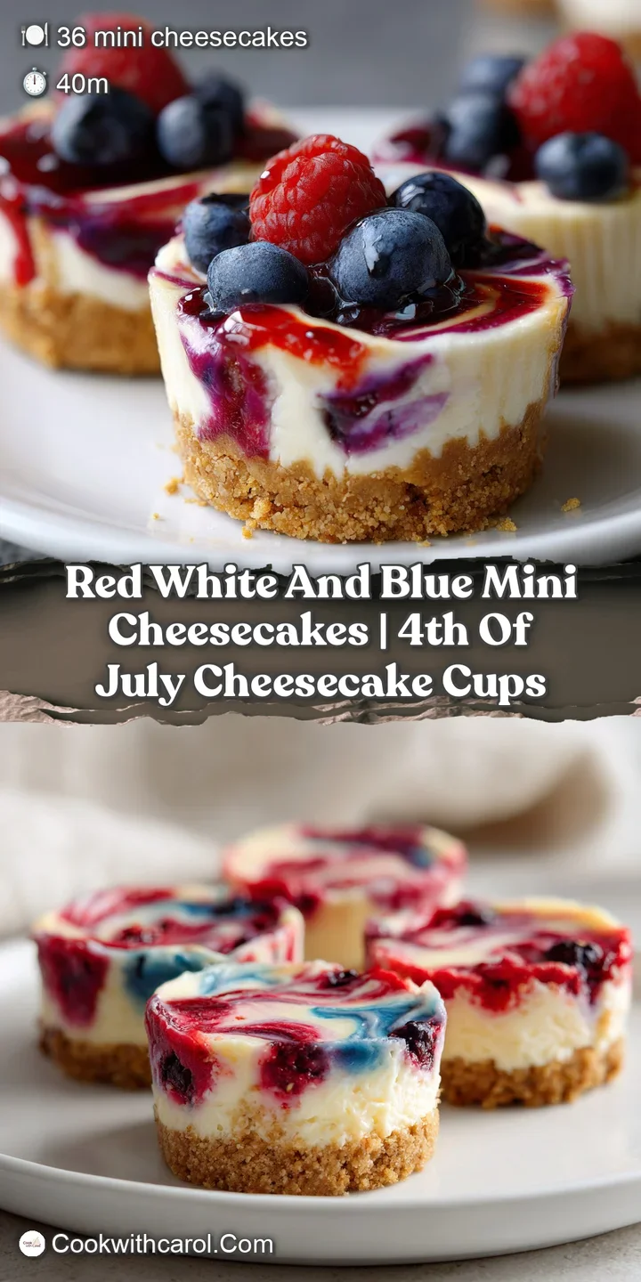 Close-up of smooth white cream cheese layered with deep red and bright blue berry glazes on a buttery crust.