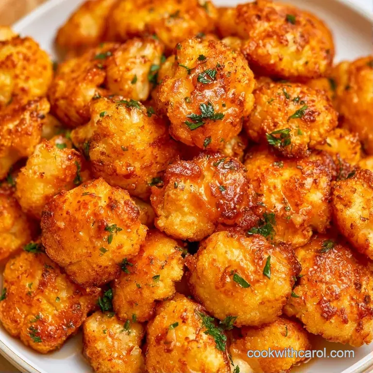 Platter of orange-glazed cauliflower florets served with a creamy white dipping sauce and crisp celery stalks.
