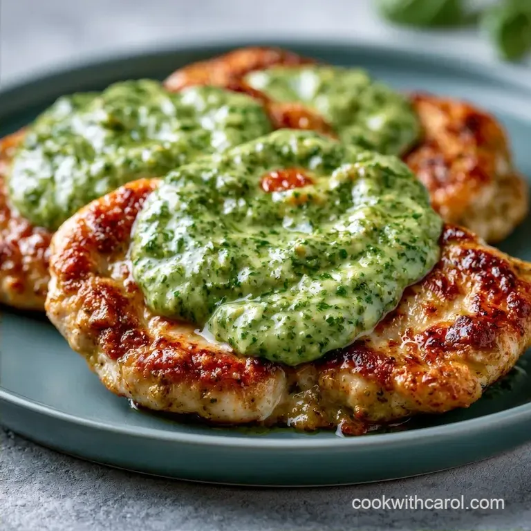 Pan-Seared Creamy Garlic Pesto Chicken