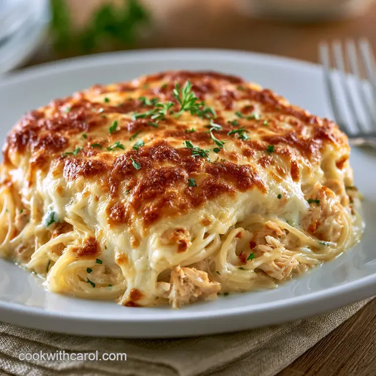 A graceful swirl of creamy pasta topped with melted gold cheese and fresh herbs on a minimalist matte black plate.