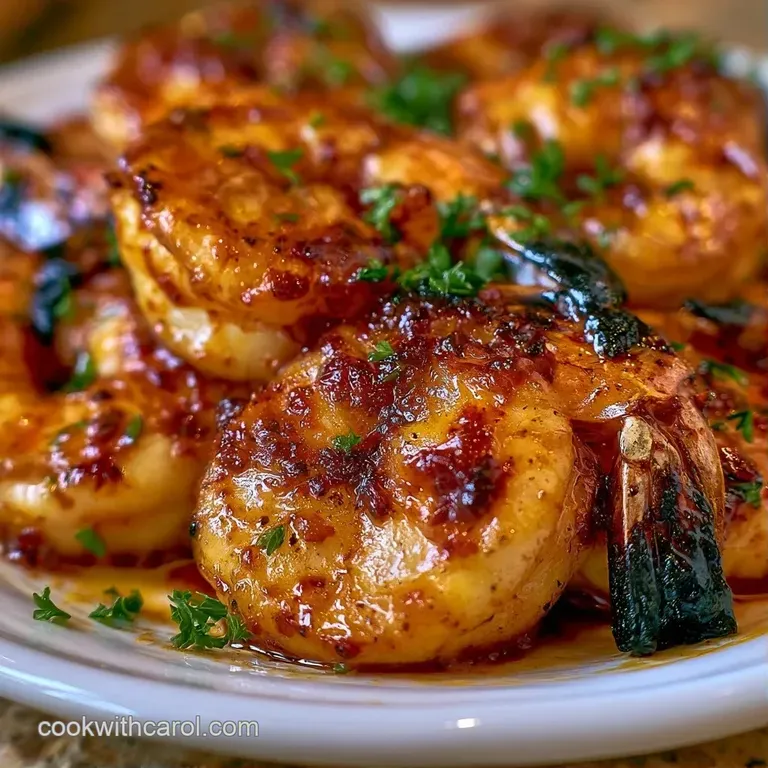 Platter of seared pink shrimp arranged around lemon wedges and a small bowl of garlic butter sauce on a linen cloth.