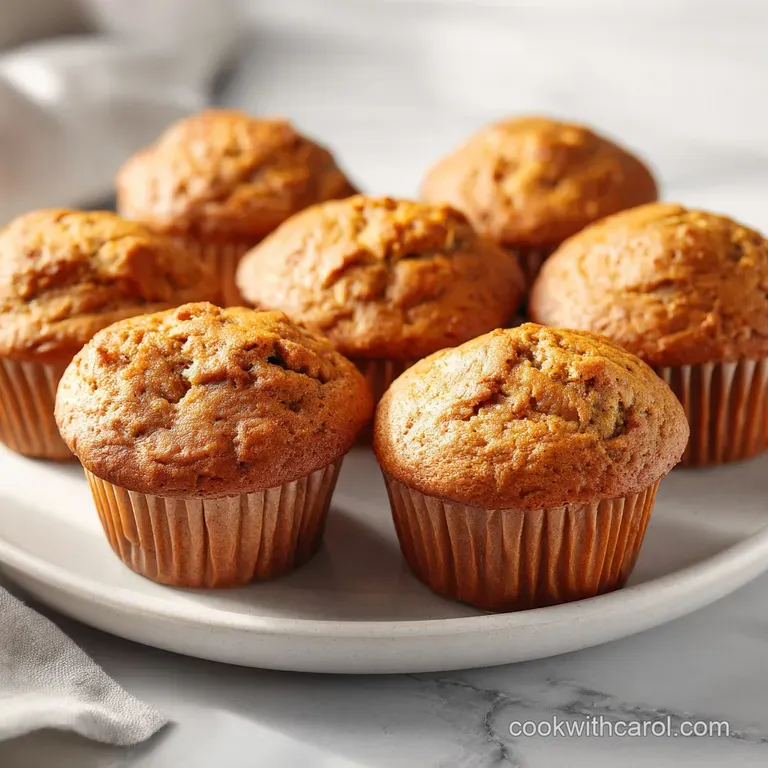 One fluffy, golden-brown muffin on a white ceramic plate, paired with a slice of banana and a dusting of cinnamon.