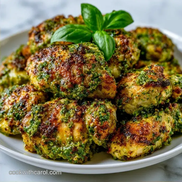 Crispy Oven Baked Pesto Chicken Thighs