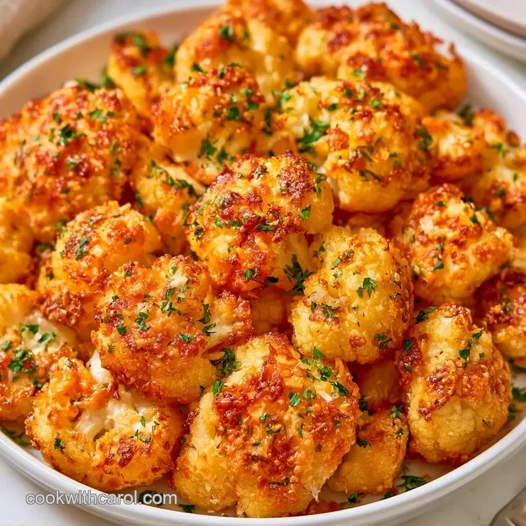 A mountain of golden-brown roasted florets served in a modern bowl with a drizzle of garlic aioli and fresh herbs.