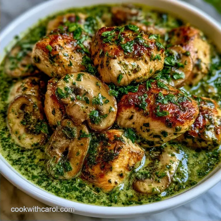 Creamy Pesto Chicken Mushrooms
