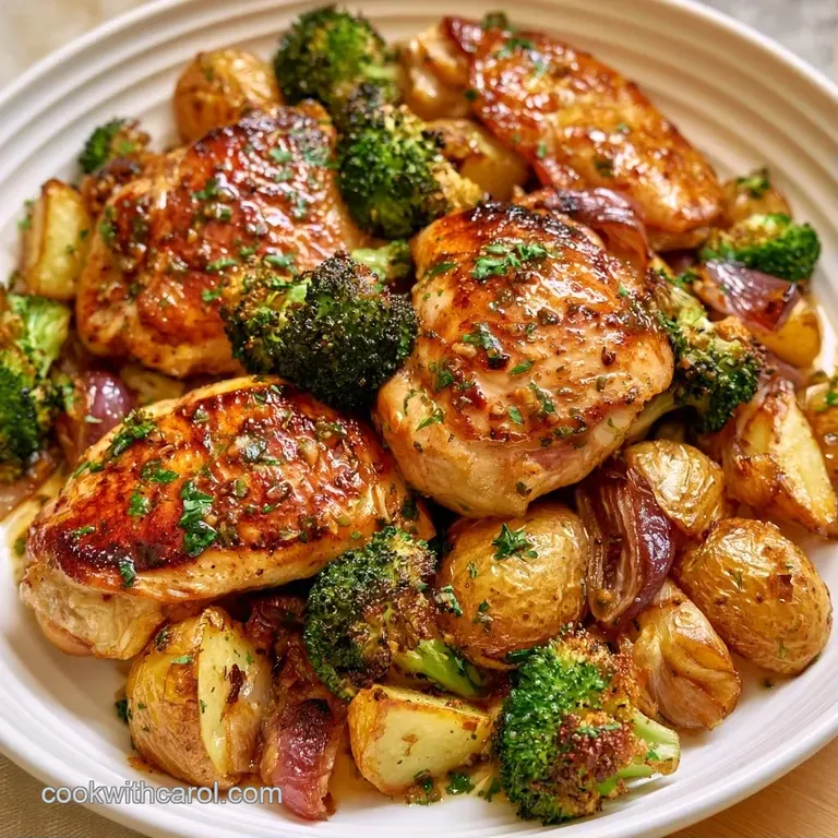Elegant plating of seared poultry and buttery fingerling potatoes drizzled with a clear, savory herb-infused glaze.