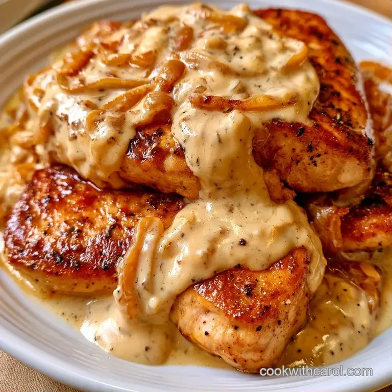 Creamy white chicken pieces artfully plated on a ceramic dish, garnished with thinly sliced bright green scallions.
